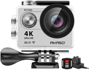 AKASO EK7000 4K WiFi Sports Action Camera Ultra HD Waterproof DV Camcorder 12MP 170 Degree Wide Angle (Silver)