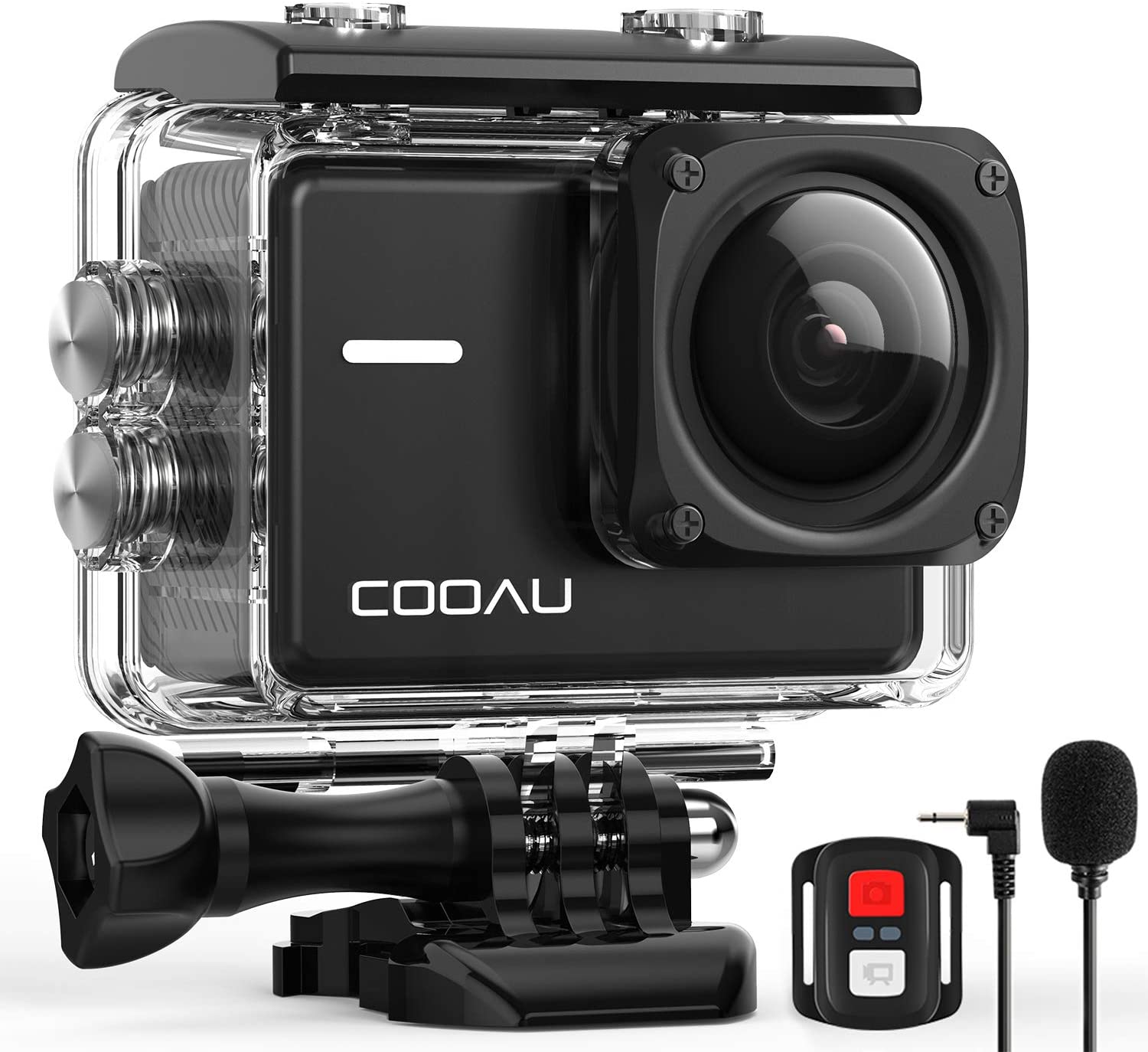 COOAU Native 4K 60fps 20MP Wi-Fi Action Sports Camera with 8XZoom Upgraded EIS Anti-Shake 40M Rugged Waterproof Underwater Case 170°Adjustable Wide Angle External Microphone 2x1350mAh Batteries