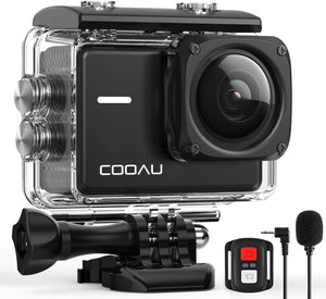 COOAU Native 4K 60fps 20MP Wi-Fi Action Sports Camera with 8XZoom Upgraded EIS Anti-Shake 40M Rugged Waterproof Underwater Case 170°Adjustable Wide Angle External Microphone 2x1350mAh Batteries